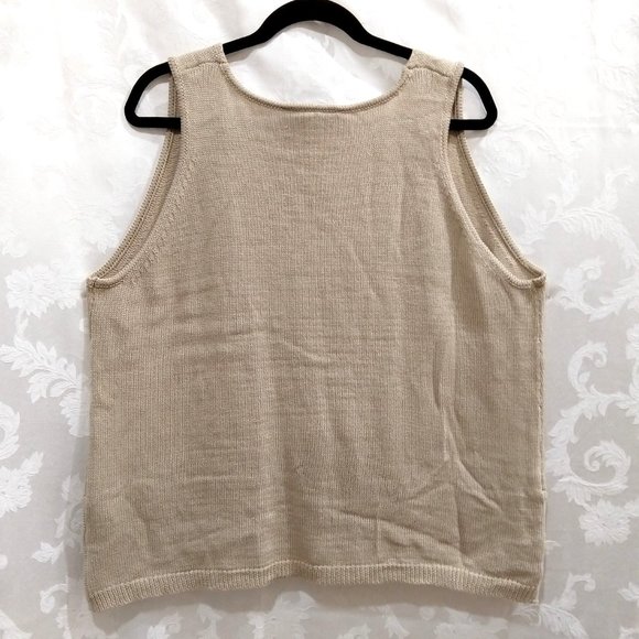 Sleeveless Sweater Twist Front XXL V-Neck Stockinette Knit Tan Light Academia - Picture 2 of 3